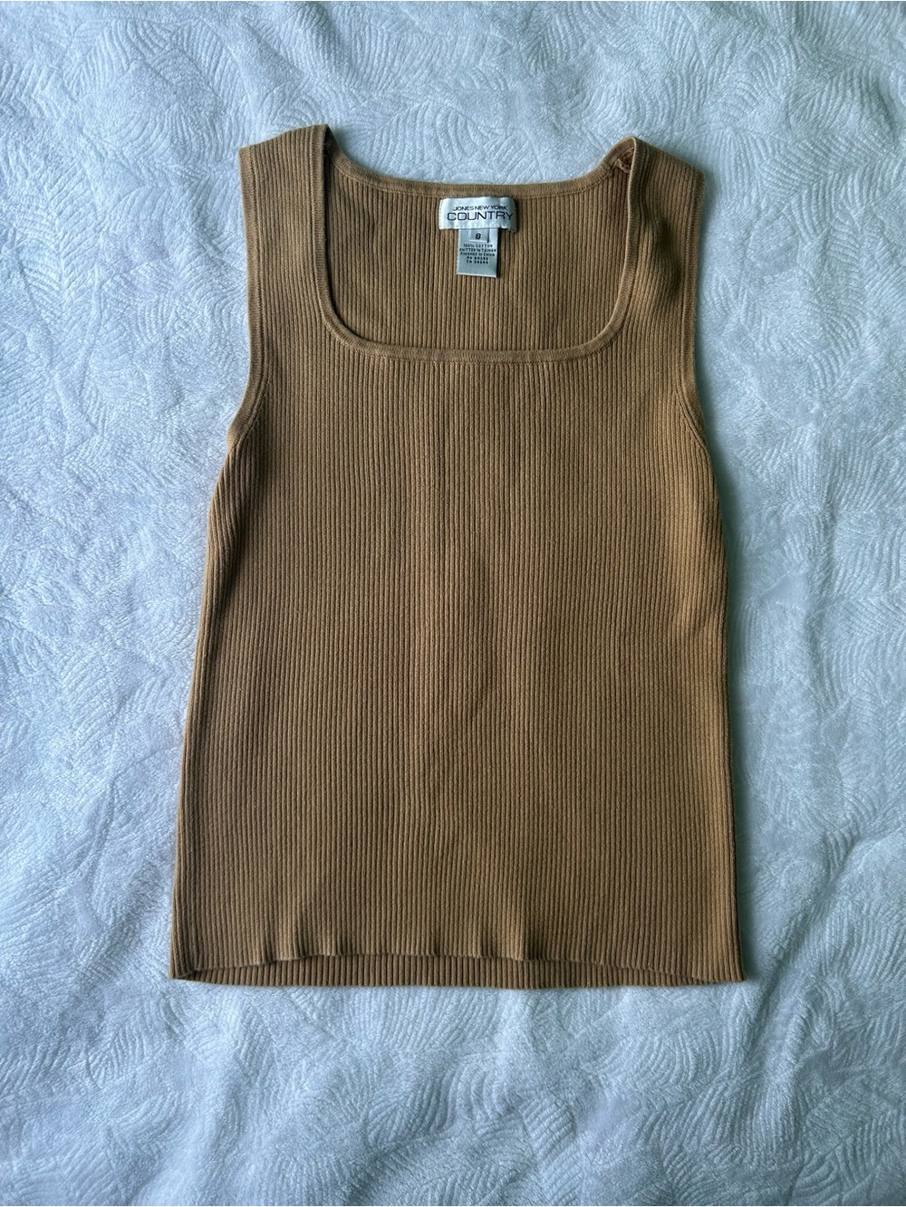 Jones New York Ribbed 100% cotton tank top - Tan